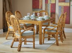 Rattan Dining Set 60" x 40" Rectangular New Twist Style Antique Finish