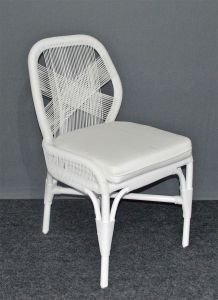 Wicker Dining Chair, Rattan Frame w/Synthetic Wicker, Valentina Style, White (Min 2) Have Arrived