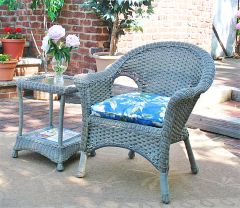 Veranda Resin Wicker Chair With Cushion Driftwood