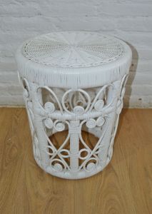 Wicker Plant Stand or Table White Victorian Style