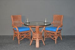 Wicker Dining Sets 36" Round Victorian Style (2-Arm Chairs) White Only