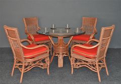 Wicker Dining Sets 42" Round Victorian Style (4-Arm Chairs)