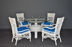 Wicker Dining Set 48" Round Victorian Style Style (2-Arm & 2-Side White Only