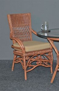 Wicker Dining Chair w/ Arms Victorian Style, Tea Wash (Min 2)