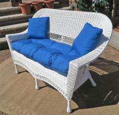 White Vineyard Natural Wicker Loveseat with Cushion