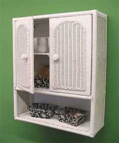 Wicker Wall Cabinet, White