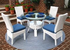 Wicker Dining Set, 48" Round, Signature Style White