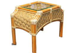 Rattan End Table, Aloha Style
