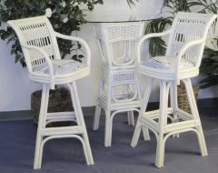 Bar Height Wicker Dining Set, Figi, 3 Pc Natural & White