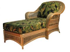 Fiji Rattan Framed Natural Wicker Chaise Lounge Cinnamon