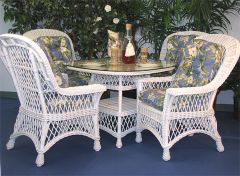 Wicker Dining Set 42" Square Round Harbor Beach Style