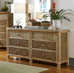 Nassau 6 Drawer Dresser with Glass Top