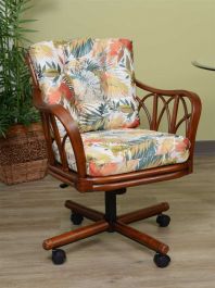 Rattan Dining Chair, Tilt Swivel, Caters & Seat Cushion, Bay Point Style  (Minimum 2)