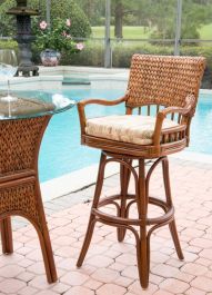 Rattan Dining Chair, Tilt Swivel, Caters & Seat Cushion, Bay Point Style  (Minimum 2)