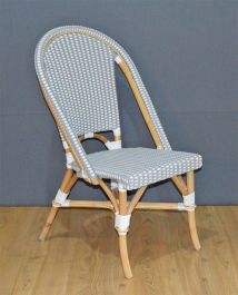 Rattan Dining Chair, Lila Style Bistro Natural Frame-Gray & White