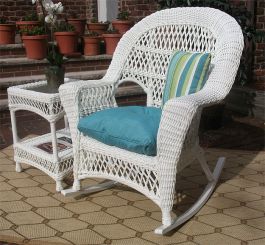 White wicker outlet rocker