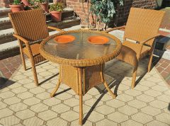 Caribbean Resin Wicker Bistro Dining Set 30" (2-Arm Chairs)