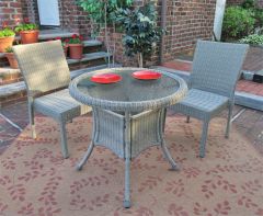 Caribbean Resin Wicker Bistro Dining Set 30" Round (2-Side Chairs)