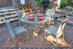 Caribbean Resin Wicker Dining Set 48' Round 4 Chairs