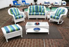  4 Piece Laguna Beach Resin Wicker Patio Furniture with Love Seat, Chair, Rocker & Table