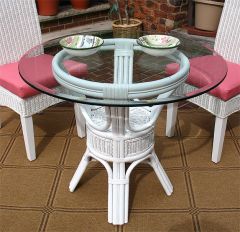 Pole Rattan 36" Bistro Table with Glass Top