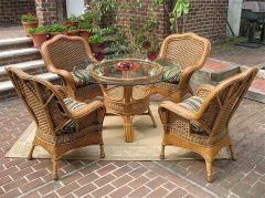 Wicker Dining Set 48" Round Tangiers Style