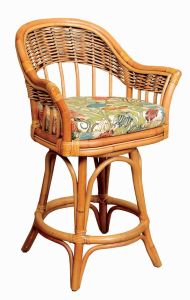 Wicker Counter Stool, Tilt Swivel, Rattan Frames & Manchester Style Antique Honey (Minimum 2)