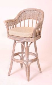 Wicker Bar Stool, Tilt Swivel, Rattan Frames & Manchester Style Rustic Driftwood (Minimum 2)