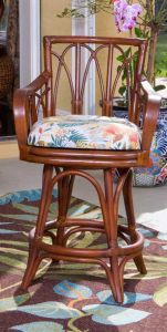 Wicker Counter Stools, Tilt Swivel Seats, Rattan Frames Trinidad Style Sienna Minimum (2)