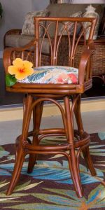 Wicker Bar Stools, Tilt Swivel, Rattan Frames ,Trinidad Style Sienna (Minimum 2)