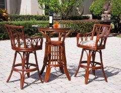 3 Piece Trinidad Bar Height Rattan Dining Set 36" Top