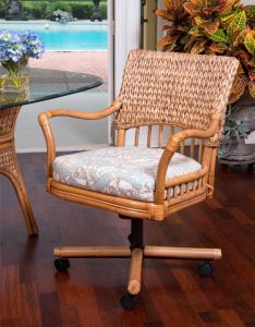 Rattan Dining Chair, Tilt Swivel, Casters & Seat Cushion, Bay Point Style (Minimum 2)