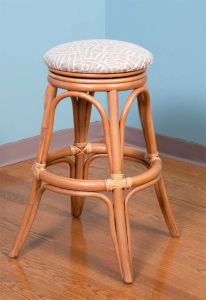 Wicker Counter Stools, Swivel Seats, Rattan Frames - Antique Honey