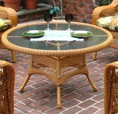 42" Round X 24" High Resin Wicker Conversation Table with umbrella hole (Antique Brown & White only)