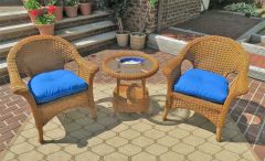 3 Piece Veranda Chat Resin Wicker Set with Round Table