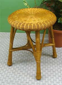 Round Wicker Bathroom/Utility Stool, Caramel