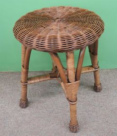 Round Wicker Bathroom/Utility Stool, Tea Wash