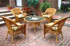 Belaire Resin Wicker Conversation Set (1) 24" High Table (4) Chairs