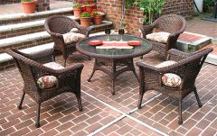 Veranda Resin Wicker Conversation Set (1) 24" High Table (4) Chairs