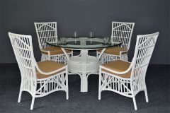 Rattan Dining Set 48" Round Dorado Style (4-Side Chairs) Brand New (2) Frame Colors