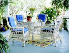 Wicker Dining Set White Lancaster Style