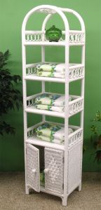 Wicker Floor Shelves With Lower Door