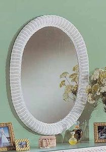 Wicker Mirror, White XL Oval 30" x 39"