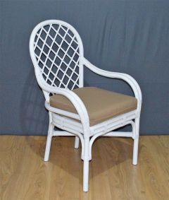 Rattan Dining Chair White Florentine Style w/Arms (Min 2)