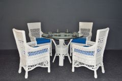 Wicker Dining Sets 42" Round Beaded Francesca Style (4-Arm Chairs)