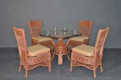 Wicker Dining Sets 42" Round (4) Side Chairs) Beaded Francesca Style