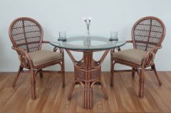 Rattan Dining Set 36" Round French Throne Style (2) Arm Chairs) Brand New