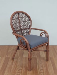 Rattan Dining Chair w/ Arms French Throne Style Tea Wash (Min 2) 