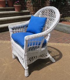 Natural Wicker Chair, Garden Side Style W/Seat Cushion