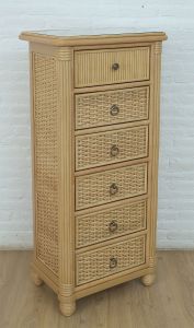 Rattan Dresser Lingerie Chest w/ Inset Glass Top, Natural Frame Finish, Isla Morada Style--Estimate July 